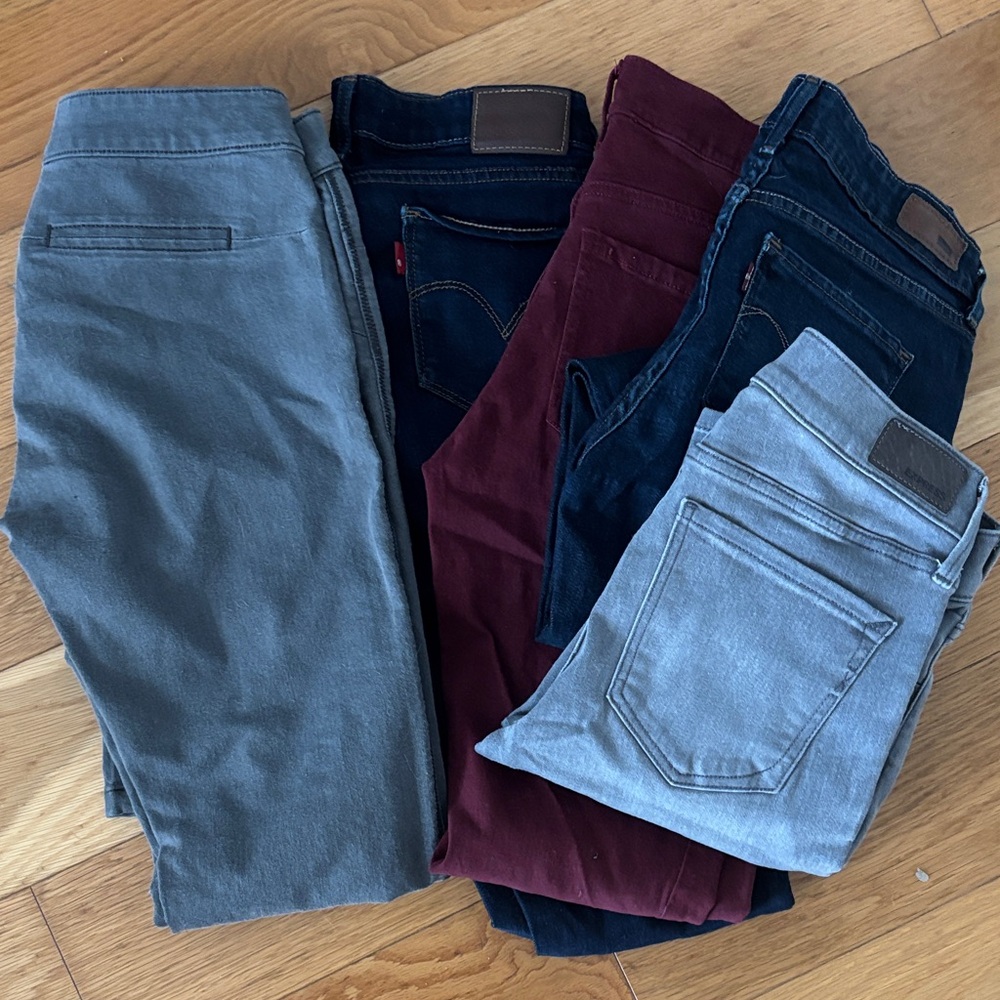 Bundle- Jeans Women’s - Gray, Burgundy, and Blue